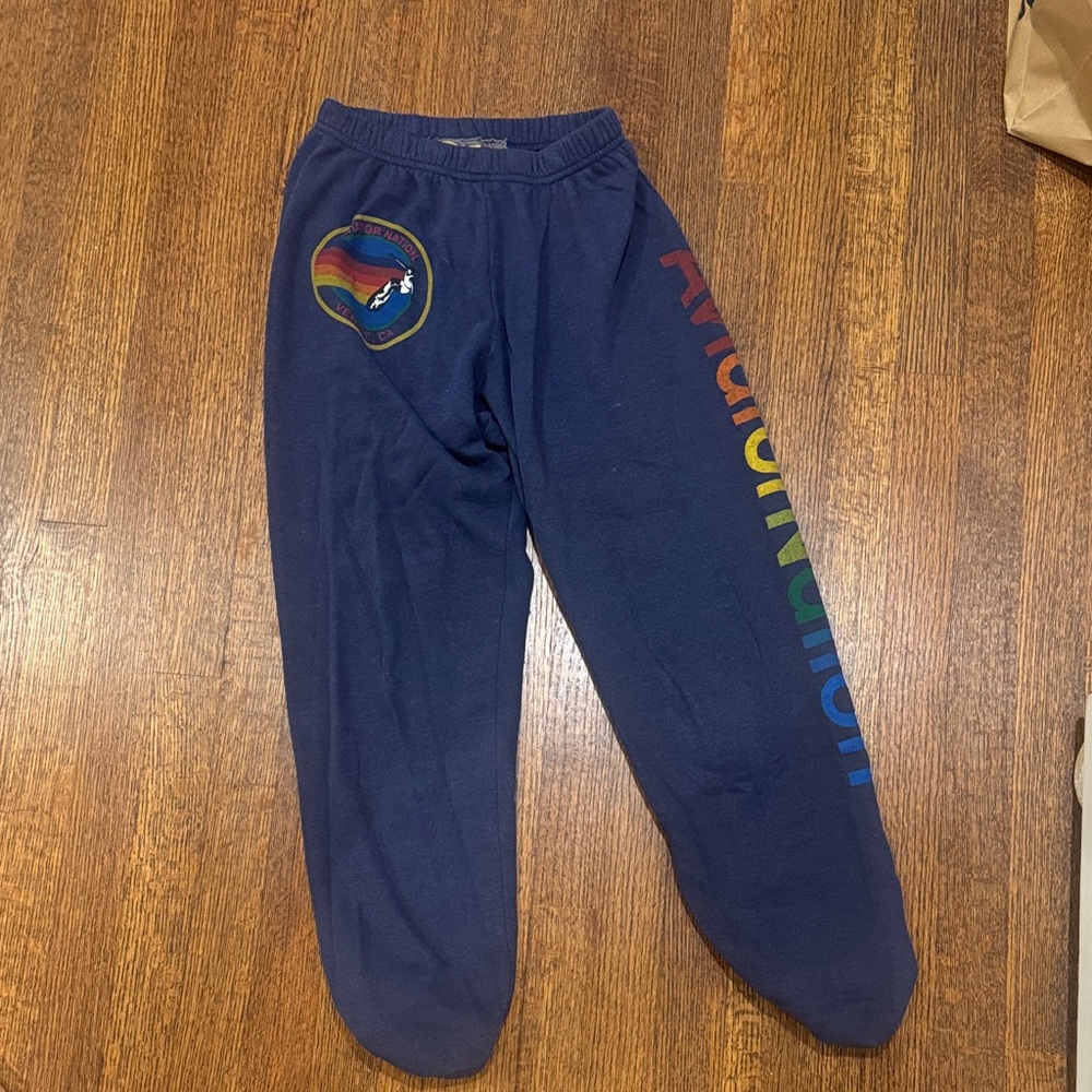Aviator Nation Navy Joggers with Rainbow Logo